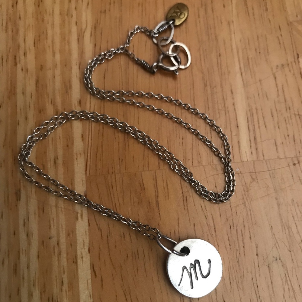 Diana Warner “M” sterling silver necklace